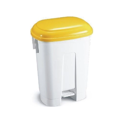 Kosz na śmieci plastikowy 60 l z pedałem kolor pokrywy żółty